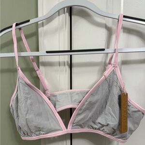 Skims Fits Everybody Triangle Bralette in Gray and Pink Women's size XL NWT